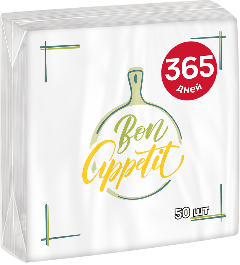 Салфетки бумажные 365 ДНЕЙ 1 слой с рисунком, 50шт, предпросмотр