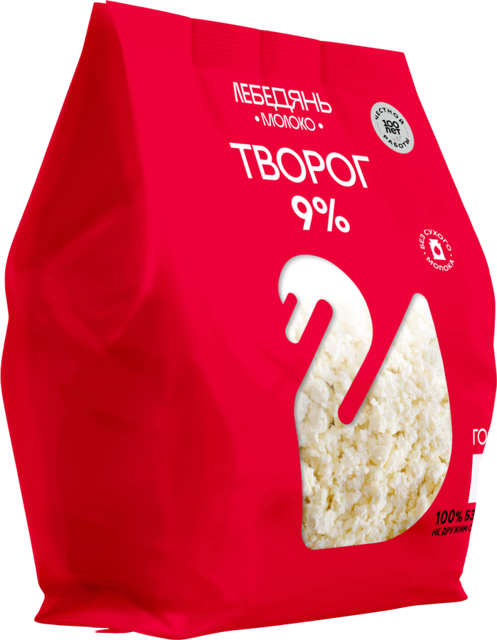Творог ЛЕБЕДЯНЬМОЛОКО 9%, без змж, 300г, превью