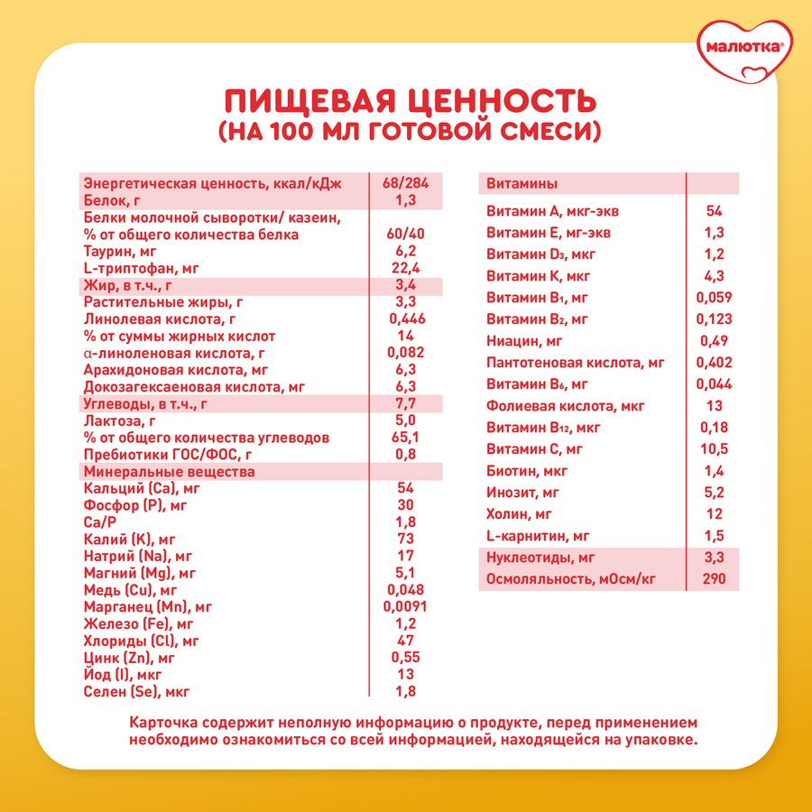Смесь молочная МАЛЮТКА 2, с 6 месяцев, 2х600г, предпросмотр