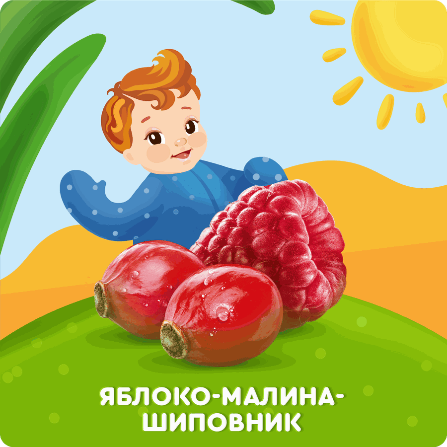 Пюре фруктовое детское АГУША Яблоко, малина, шиповник, с 5 месяцев, 90г, превью
