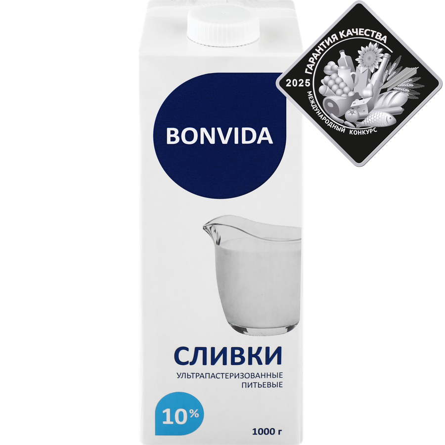 Сливки ультрапастеризованные BONVIDA 10%, без змж, 1000г, предпросмотр