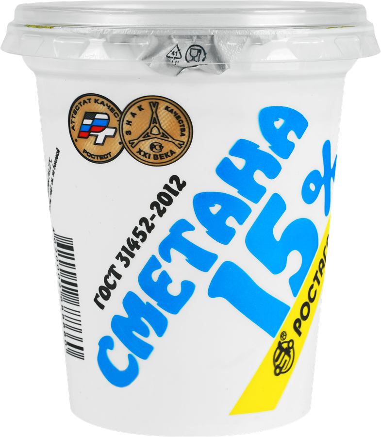 Сметана РОСТАГРОЭКСПОРТ 15%, без змж, 320г, превью