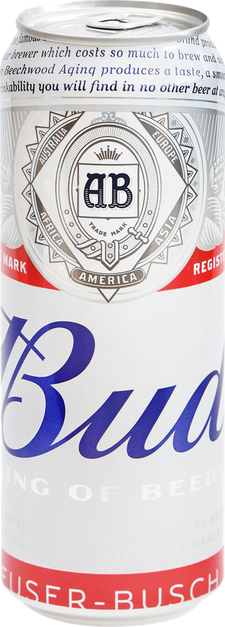 Пиво светлое BUD пастеризованное, 5%, ж/б, 0.45л, превью