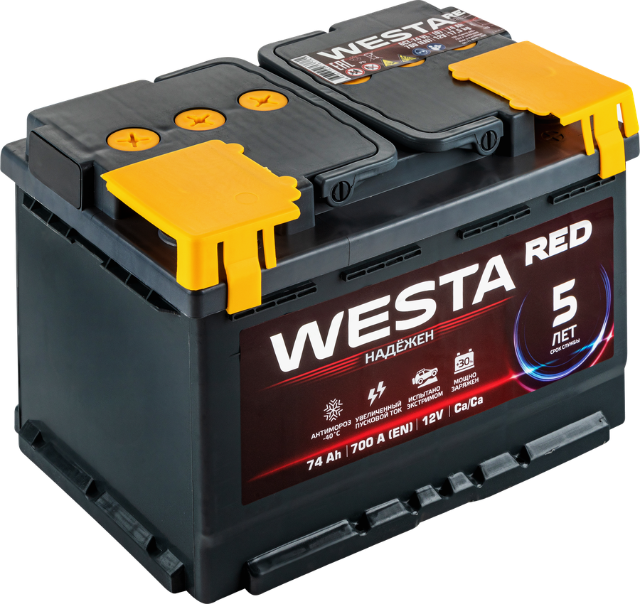 Батарея аккумуляторная WESTA RED 6СТ-74, обратная полярность, превью