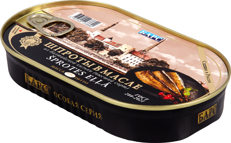 Шпроты БАРС в масле, из балтийской кильки, 175г, предпросмотр