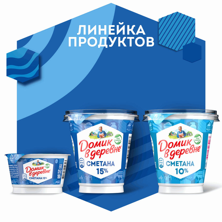 Сметана ДОМИК В ДЕРЕВНЕ 15%, без змж, 300г, превью