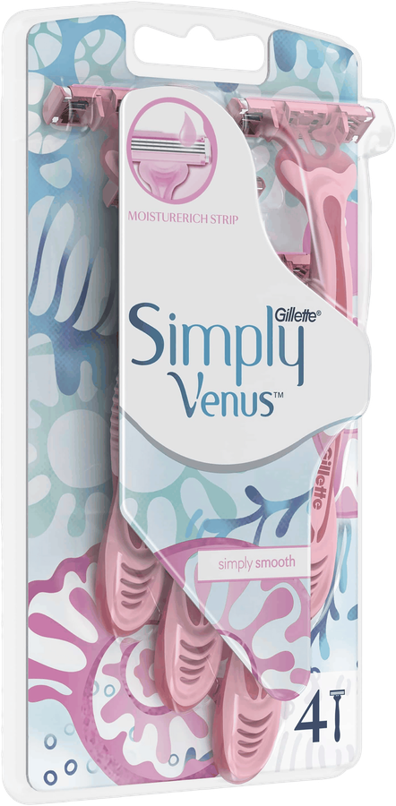 Станок для бритья женский одноразовый GILLETTE Venus Simply 3, 4шт, предпросмотр