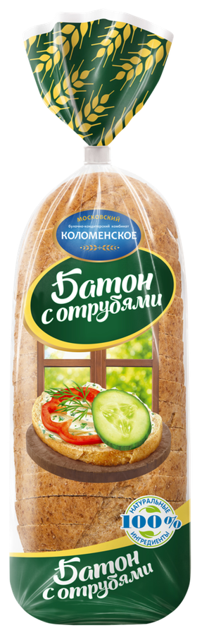 Батон пшеничный КОЛОМЕНСКОЕ с отрубями, 300г, предпросмотр