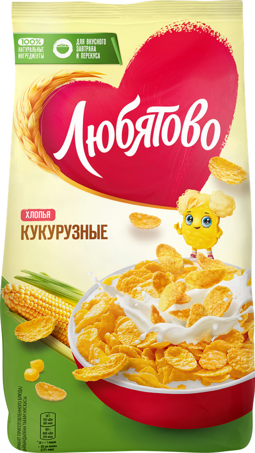 Хлопья кукурузные ЛЮБЯТОВО, 300г, предпросмотр