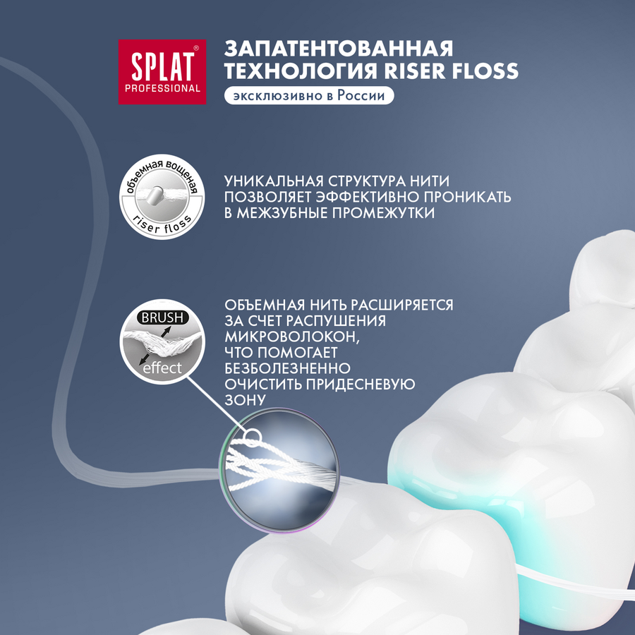 Зубная нить SPLAT объемная, с ароматом клубники, 30м, предпросмотр