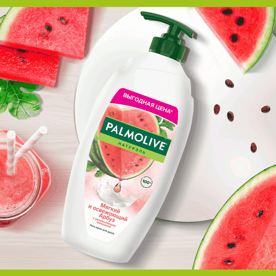 Гель-крем для душа PALMOLIVE Натурэль Мягкий и освежающий Арбуз с увлажняющим молочком, 750мл, превью