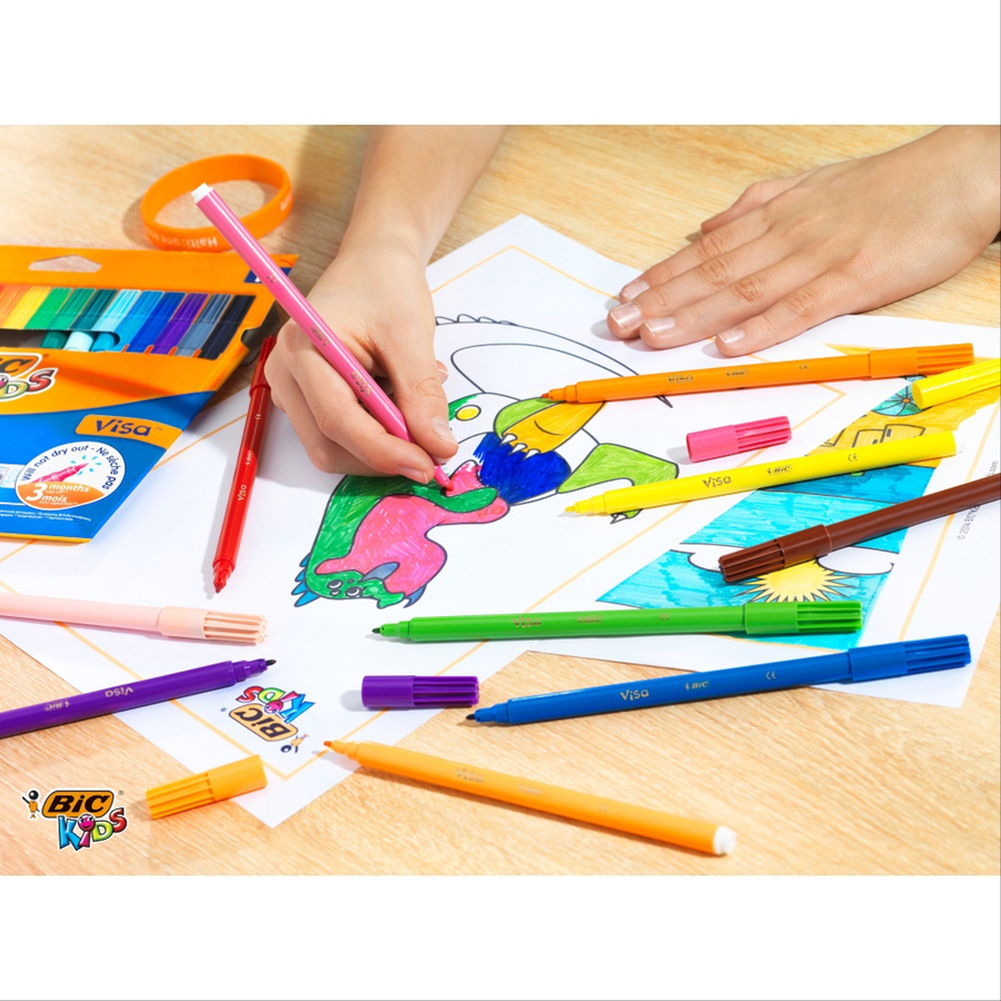 Фломастеры цветные BIC Kids Visa, 12шт, предпросмотр