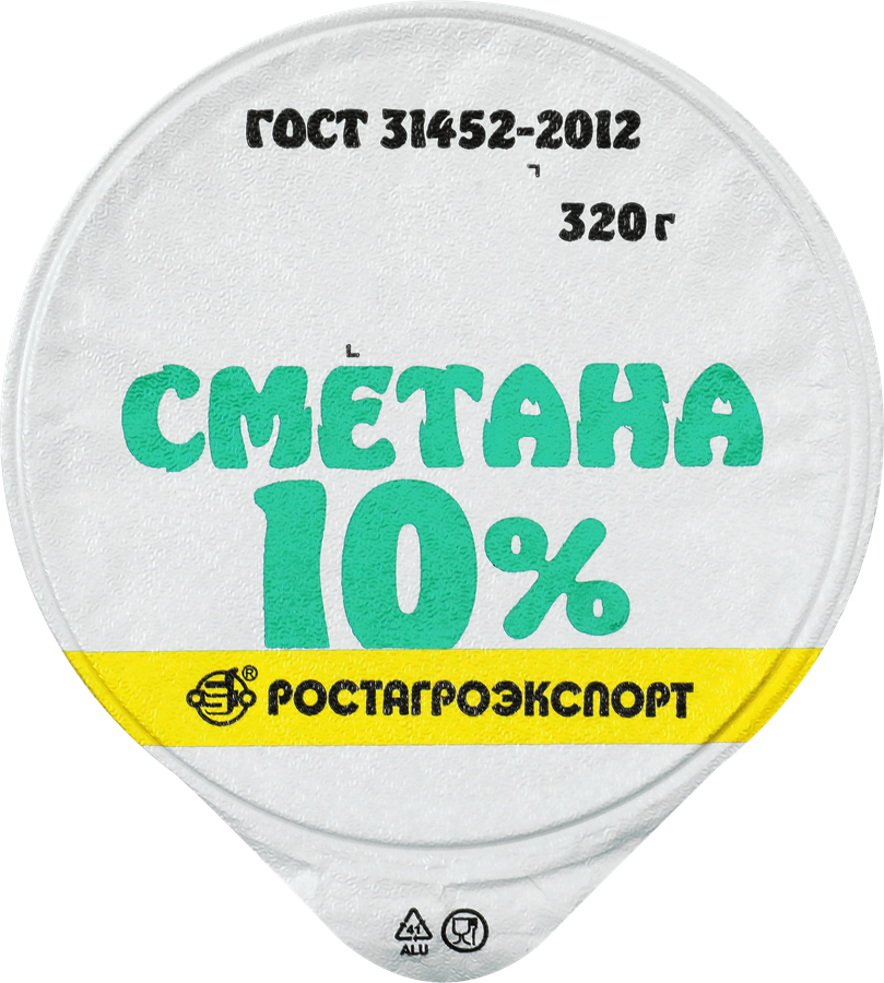 Сметана РОСТАГРОЭКСПОРТ 10%, без змж, 320г, превью