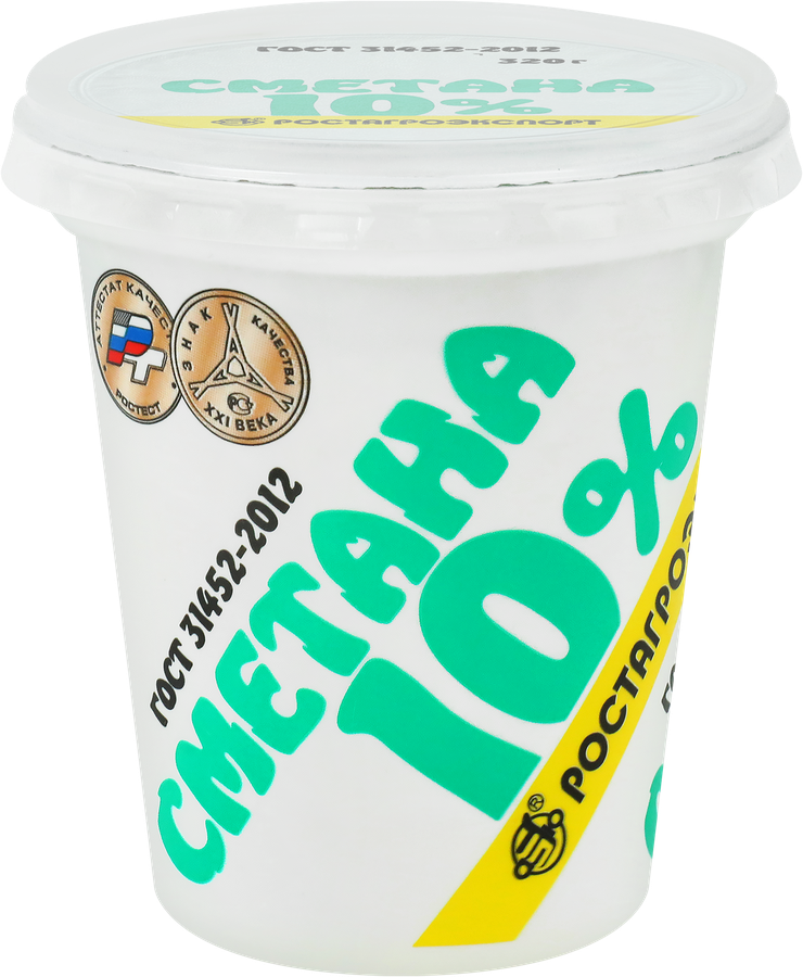 Сметана РОСТАГРОЭКСПОРТ 10%, без змж, 320г, превью