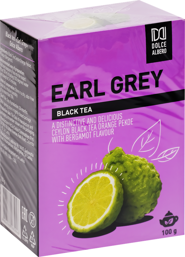Чай черный DOLCE ALBERO Earl Grey, листовой, 100г, предпросмотр