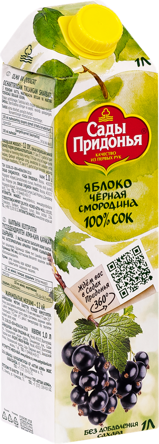 Сок САДЫ ПРИДОНЬЯ Яблоко, черная смородина осветленный восстановленный, 1л, превью