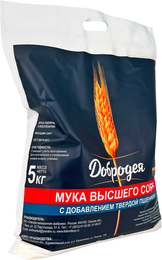 Мука пшеничная ДОБРОДЕЯ хлебопекарная, высший сорт, 5кг, предпросмотр