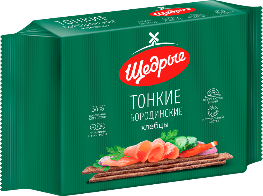 Хлебцы ЩЕДРЫЕ Бородинские тонкие, 170г, предпросмотр