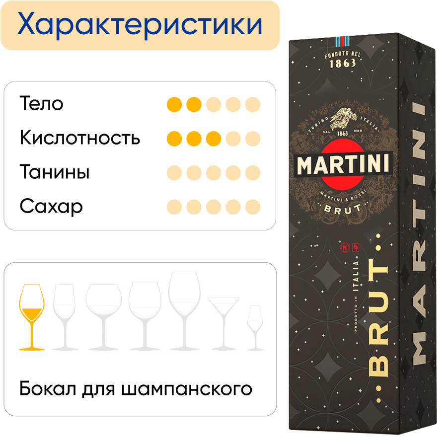 Вино игристое MARTINI Brut белое брют, п/у, 0.75л, превью