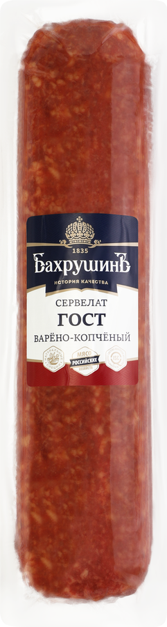 Колбаса варено-копченая БАХРУШИНЪ Сервелат ГОСТ, высший сорт, весовая, превью