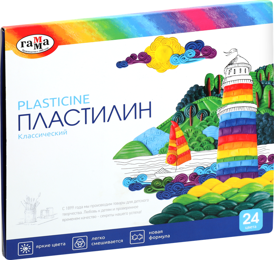 Пластилин ГАММА Классический 24 цвета, со стеком Арт. 281036, 480г, превью