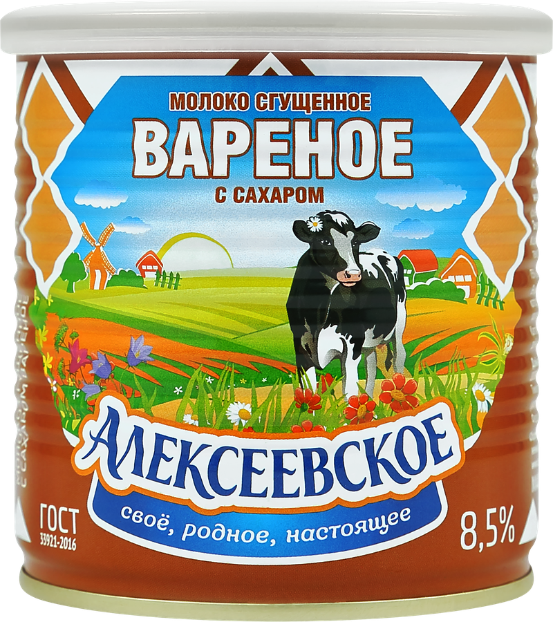 Молоко сгущенное АЛЕКСЕЕВСКОЕ Вареное 8,5%, без змж ГОСТ, 360г, предпросмотр