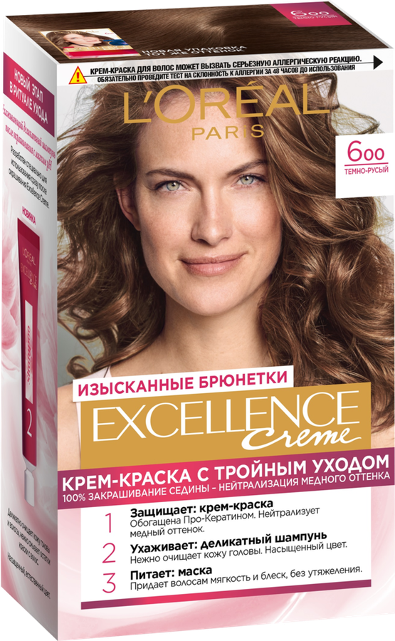 Краска для волос EXCELLENCE 6.00 Темно-русый, 268мл, предпросмотр