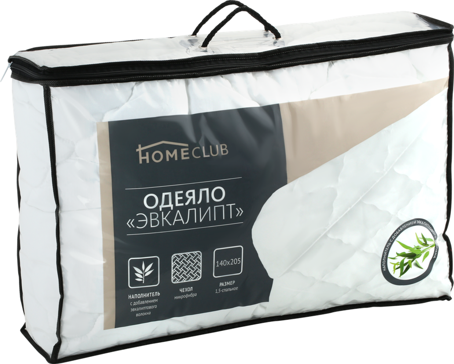 Одеяло 1,5-спальное HOMECLUB Эвкалипт 140x205см, Арт. ОЭ_Л-0601у, предпросмотр
