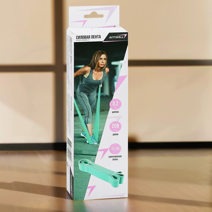 Лента силовая ACTIWELL 208х3,2х0,45см, нагрузка 30–40кг, Арт. IR97660B-3,2, предпросмотр