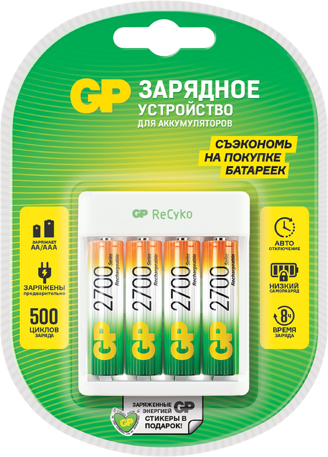 Устройство зарядное GP Е411, с 4 аккумуляторами, АА2700, превью