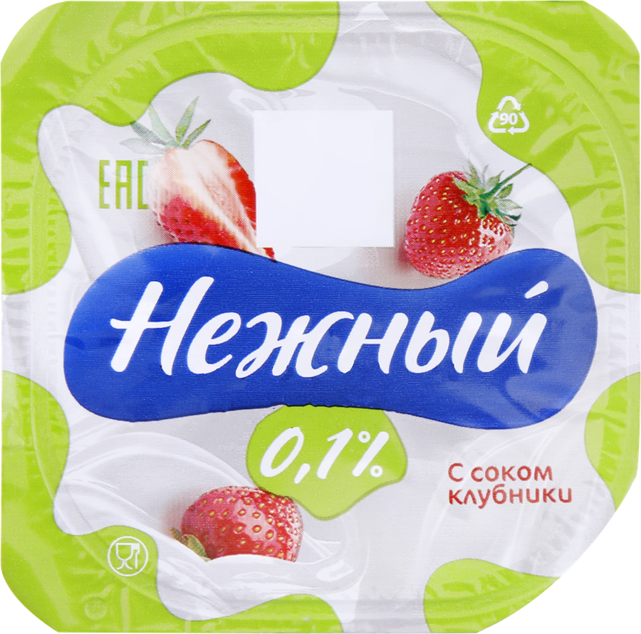 Йогурт НЕЖНЫЙ Легкий с соком клубники 0,1%, без змж, 95г, превью