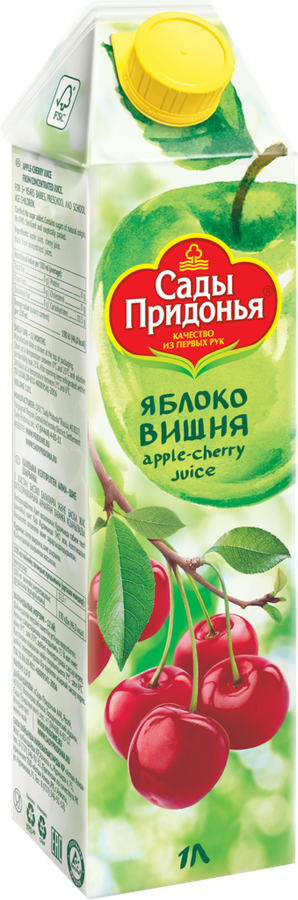 Сок САДЫ ПРИДОНЬЯ Яблоко, вишня осветленный восстановленный, 1л, предпросмотр