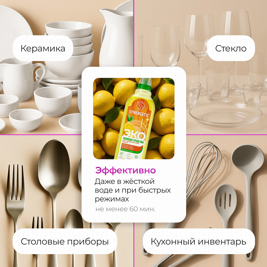 Средство для посудомоечной машины SYNERGETIC Pro, 1000мл, превью