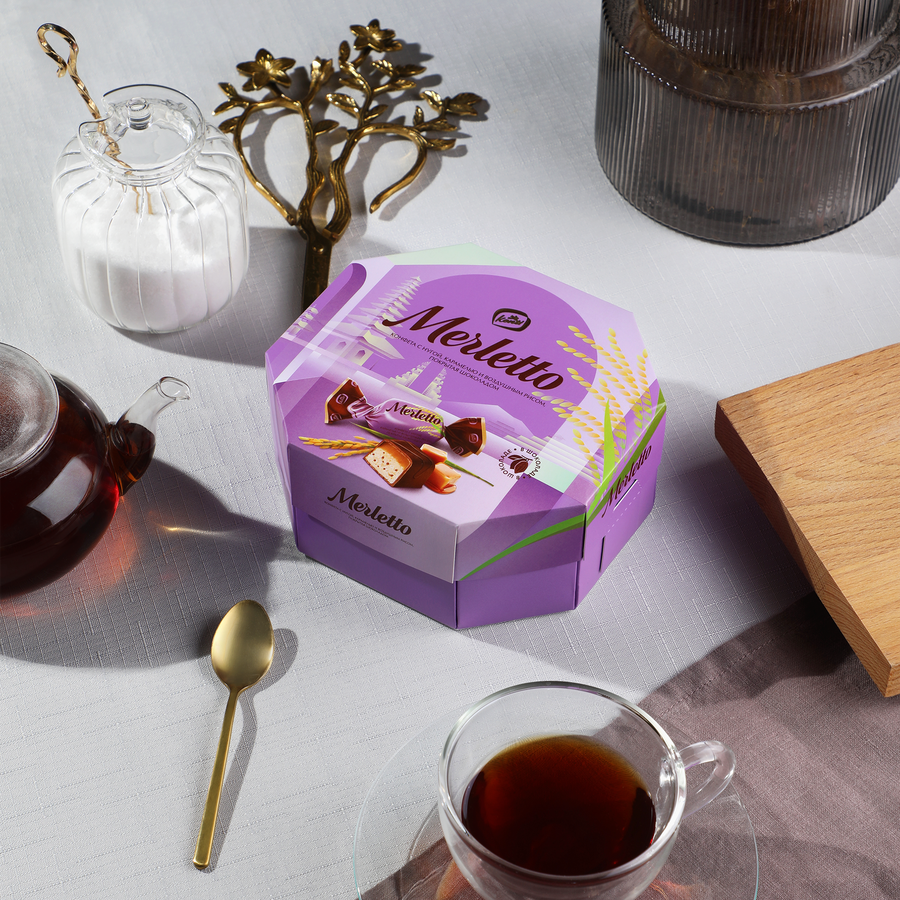 Конфеты MERLETTO Нуга карамель и воздушный рис, 150г, превью
