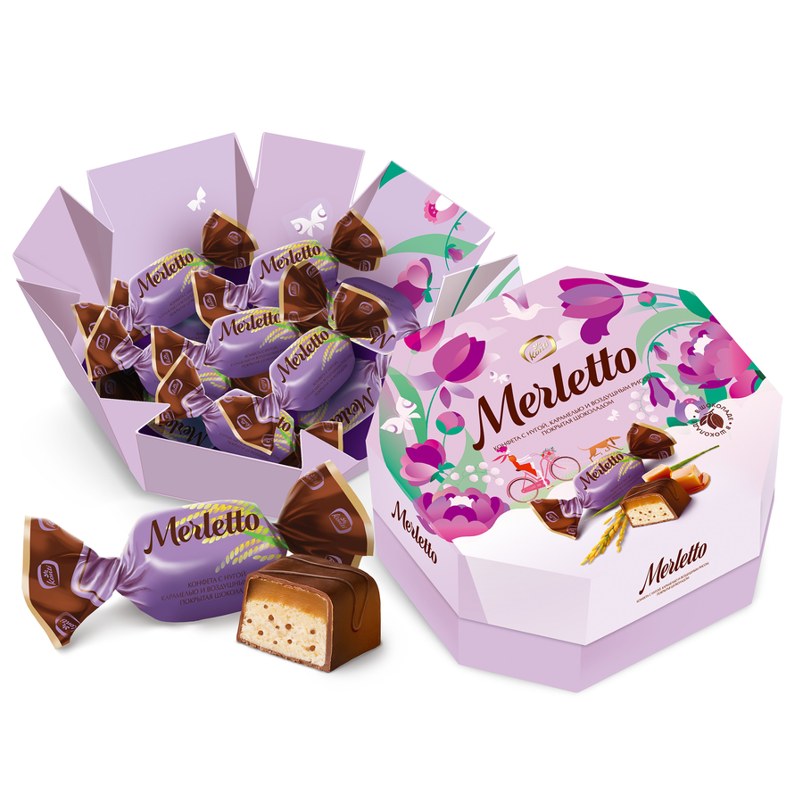Конфеты MERLETTO Нуга карамель и воздушный рис, 150г, предпросмотр