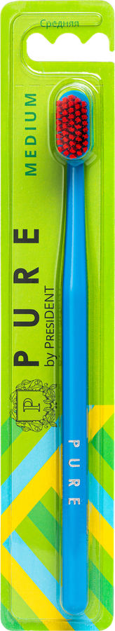 Зубная щетка PRESIDENT Pure by Medium, средней жесткости, предпросмотр