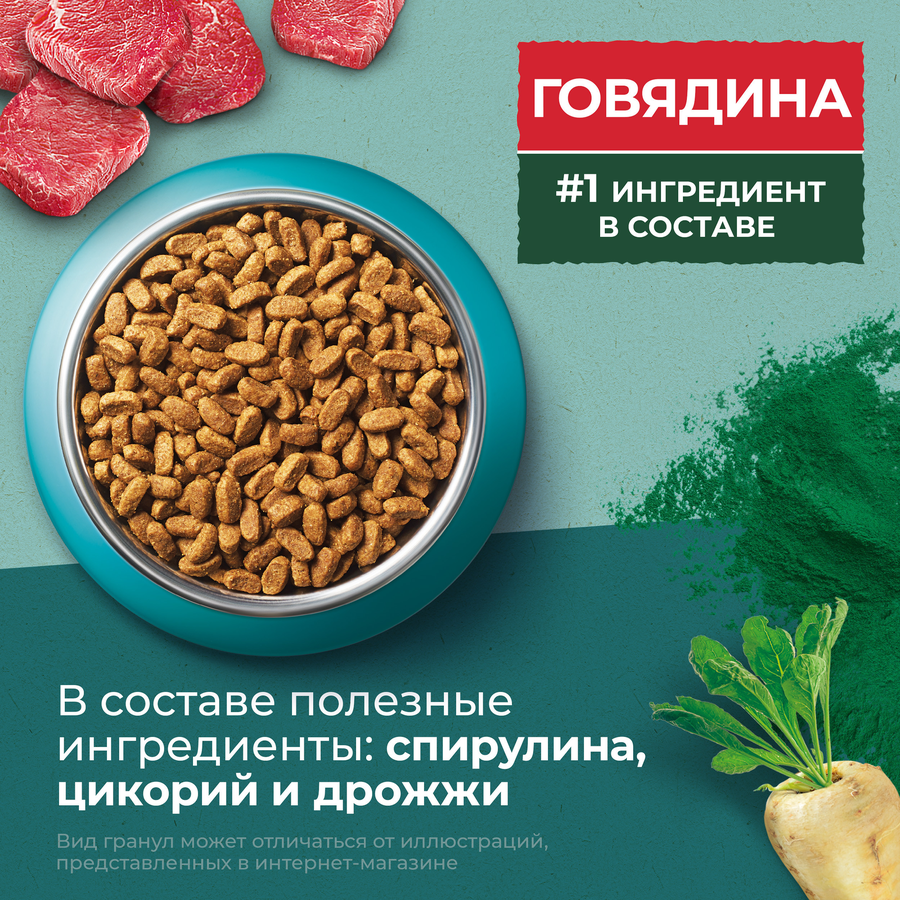 Корм сухой для взрослых кошек PURINA ONE Природа здоровья со спирулиной, для стерилизованных и кастрированных, с высоким содержанием говядины, 680г, предпросмотр