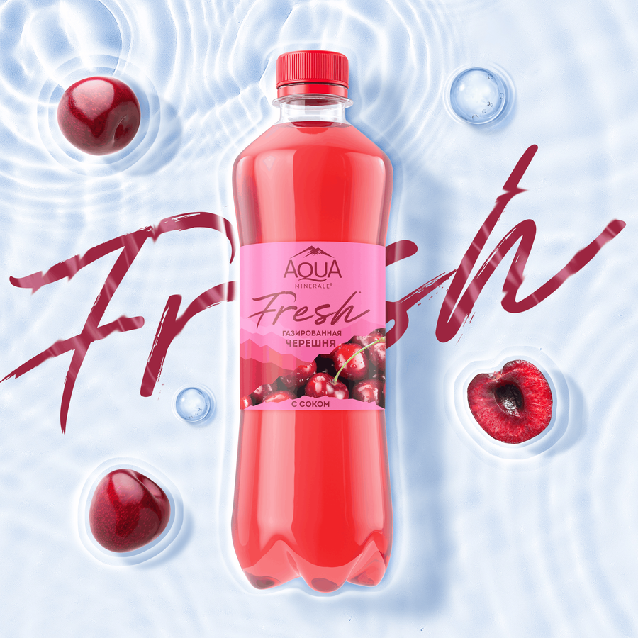 Вода питьевая AQUA MINERALE Juicy Черешня газированная, 0.5л, превью