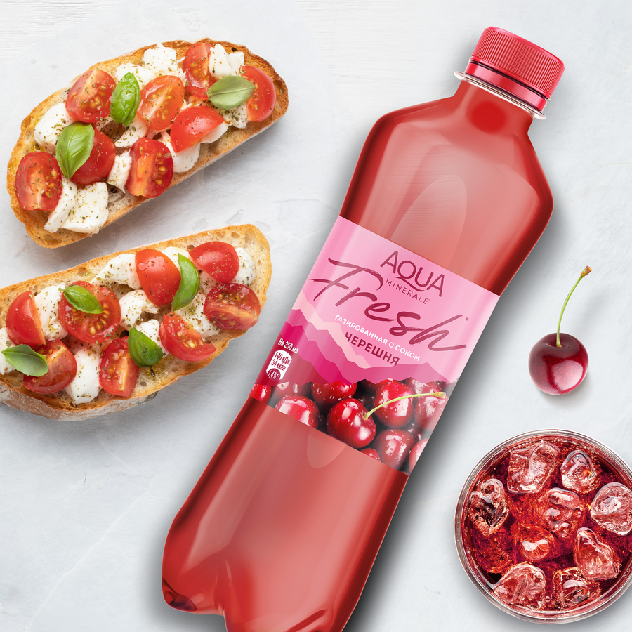 Вода питьевая AQUA MINERALE Juicy Черешня газированная, 0.5л, превью