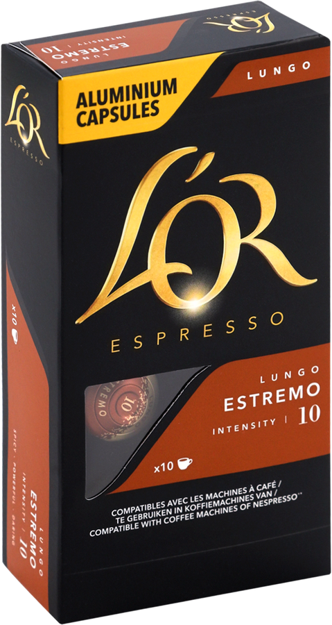 Кофе молотый в капсулах L'OR Espresso Lungo Estremo натуральный жареный, 10кап, превью