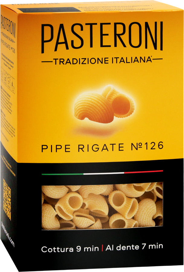 Макароны PASTERONI Pipe Rigate №126 группа А высший сорт, 400г, превью