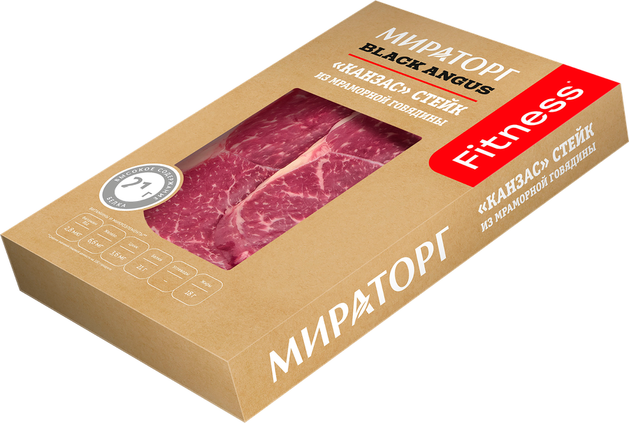 Стейк из мраморной говядины МИРАТОРГ Канзас Black Angus, 390г, превью