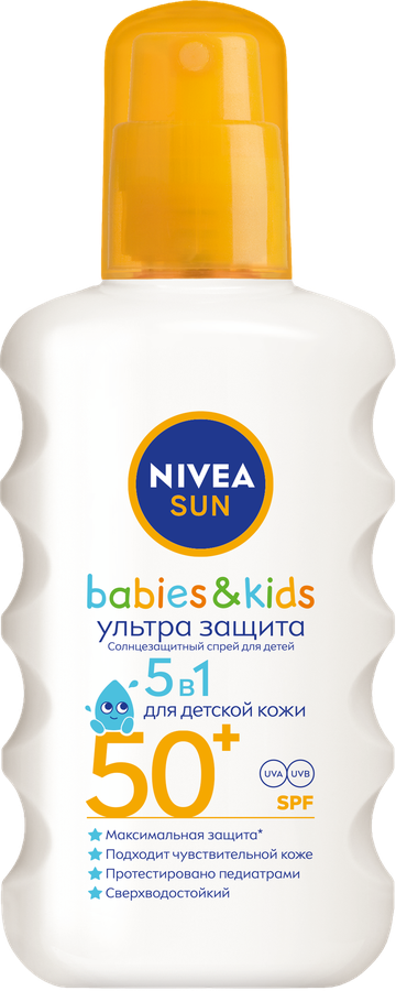 Спрей солнцезащитный детский NIVEA Sun Ультра защита, для чувствительной кожи SPF50+, 200мл, предпросмотр