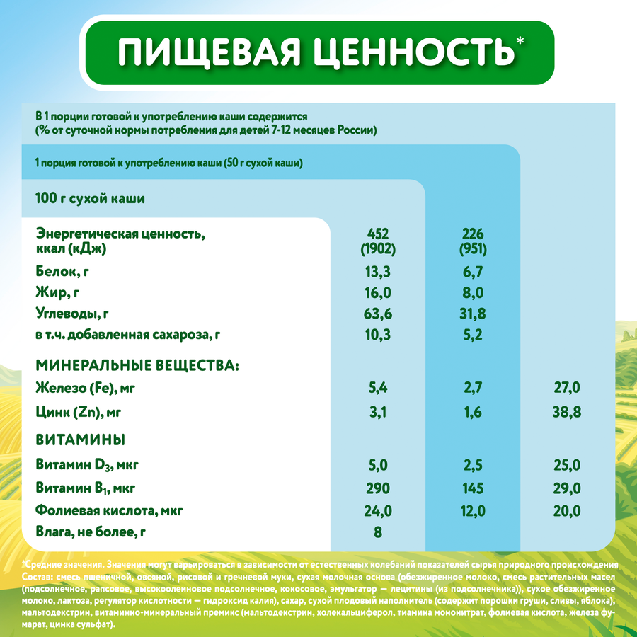 Каша мультизлаковая МАЛЮТКА молочная с яблоком, грушей и сливой, с 6 месяцев, 220г, превью