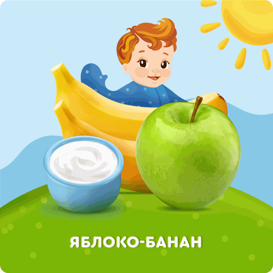 Творог детский АГУША Яблоко, банан фруктовый 3,9%, с 6 месяцев, без змж, 100г, превью