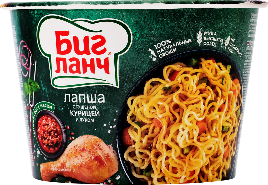 Лапша БИГ ЛАНЧ с тушеной курицей и луком, 90г, превью
