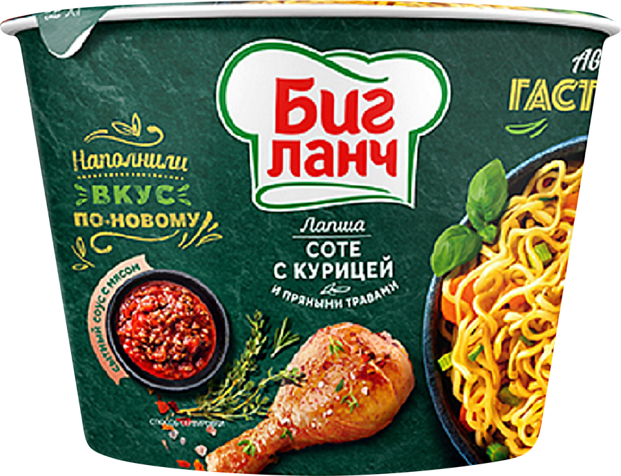 Лапша БИГ ЛАНЧ с тушеной курицей и луком, 90г, превью
