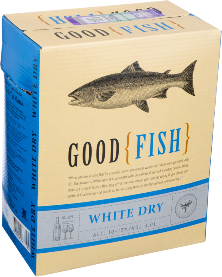 Вино GOOD FISH белое сухое, 3л, предпросмотр