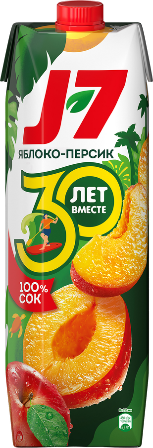 Сок J7 Яблоко и персик с мякотью, 0.97л, предпросмотр