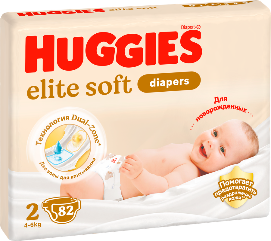 Подгузники HUGGIES Elite Soft 2 4–6кг, 82шт, превью